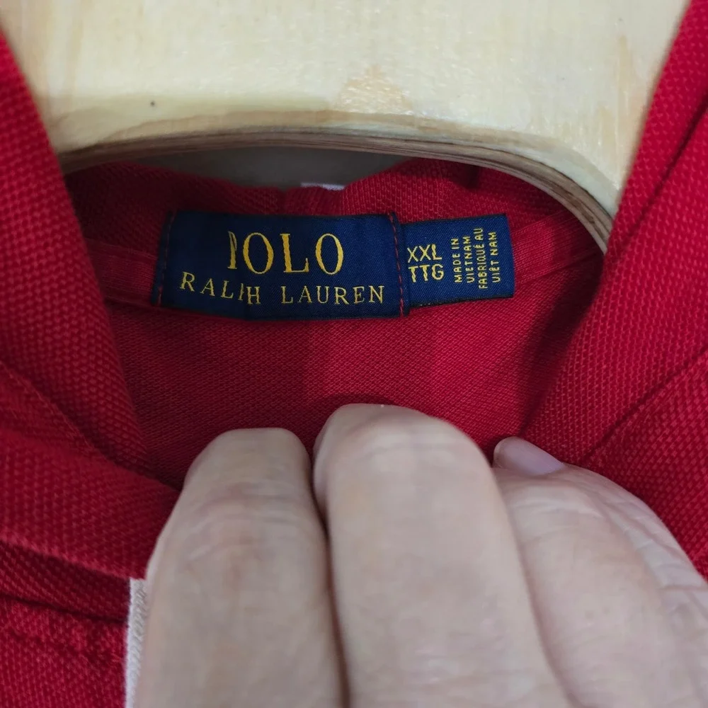 Polo‎ Ralph Lauren Mens Red Big Pony Hooded Pique Long Sleeve Shirt XXL TTG